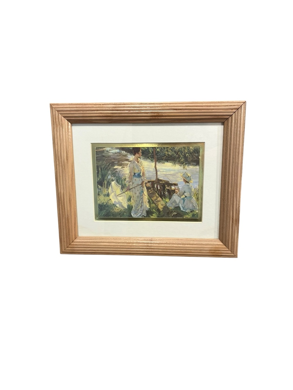 Wilfred Gabriel de Glenn “Fishing” Matted Framed Print British Impressionist